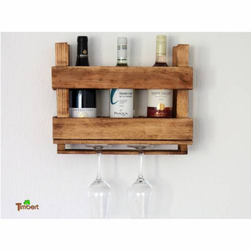 Rustikales WEINREGAL Vintage Wandregal Champagne Holz Bar Holzregal Flaschenregal Kleines Hängeregal Vatertag Geschenk Hölzerne Jahrestag