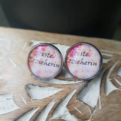 Ohrringe und Ringe beste Erzieherin Cabochonschmuck verschiedene Fassungen