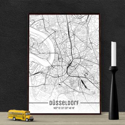 Stadtplan DÜSSELDORF - Just a Map I Digitaldruck Stadtkarte citymap City Poster Kunstdruck Stadt Karte