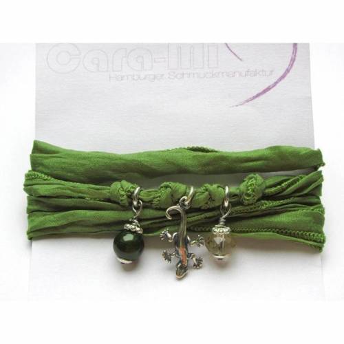 Seidenarmband "GREEN" 925er Silberelementen