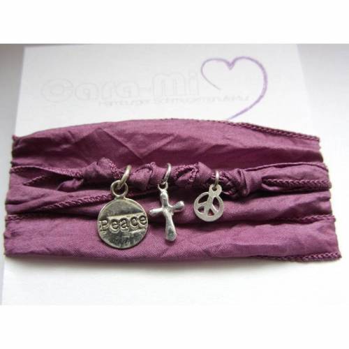 Seidenarmband "AUBERGINE" 925er Silberelemente