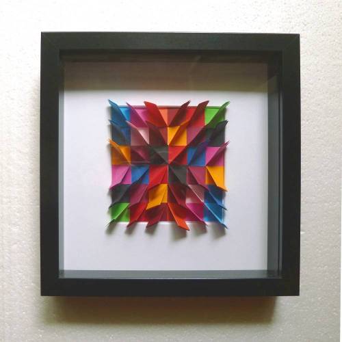 Explosion I // 3D-Wandbild aus Origami im Objektrahmen