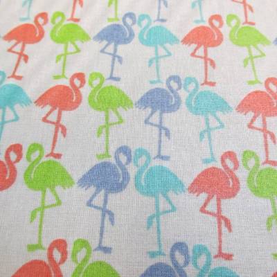 Laminierte Baumwolle Wachstuch Flamingo hellgrau - bunt (1m/12,-€)