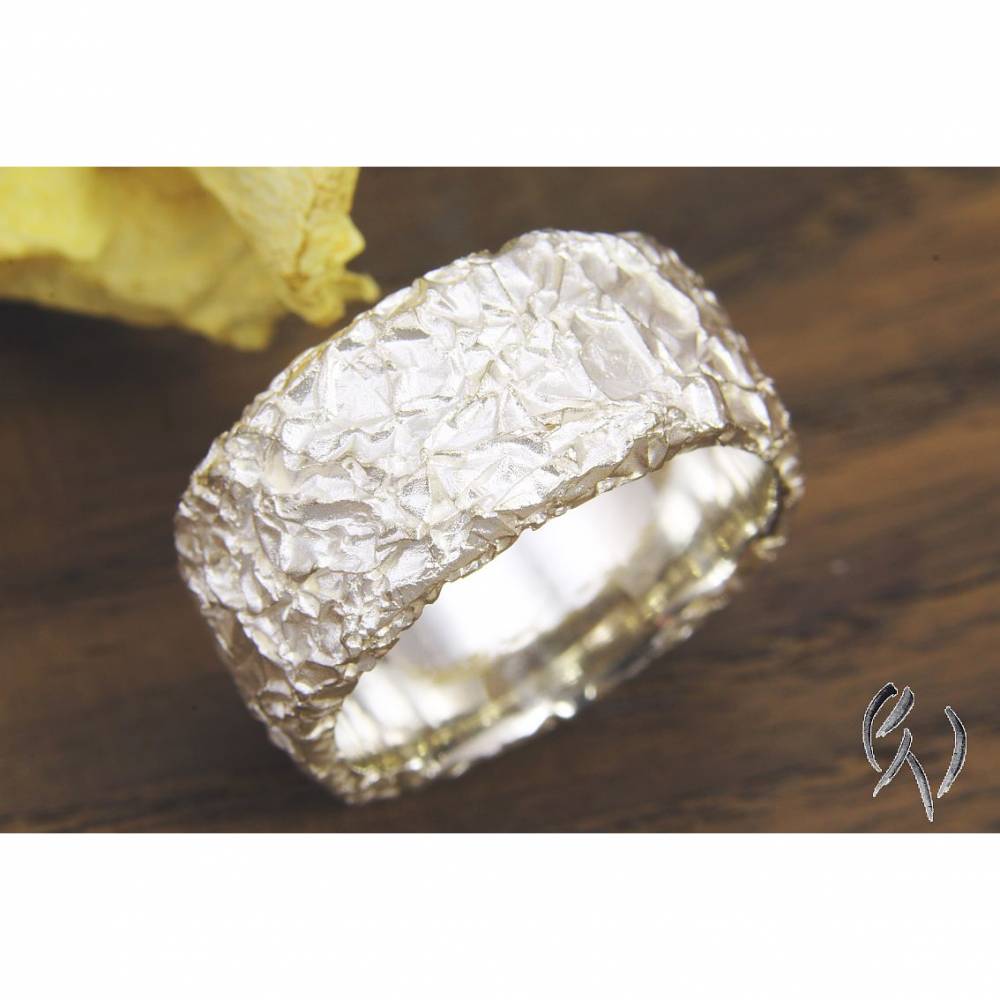 Breiter Ring aus Silber 925/-. Knitterring, ca 10-11 mm Bild 4