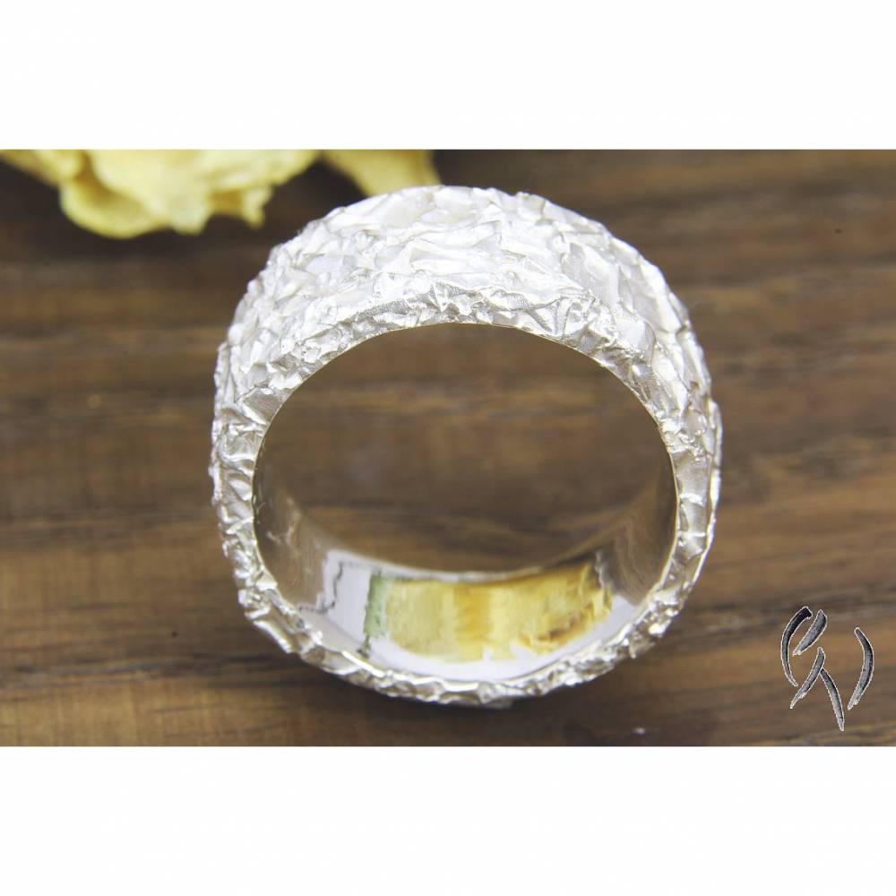 Breiter Ring aus Silber 925/-. Knitterring, ca 10-11 mm Bild 5