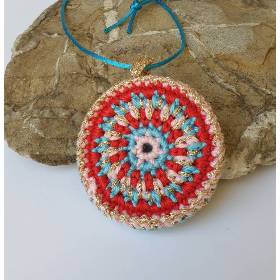 Gute Laune Häkelkette, Textilschmuck mit boho touch