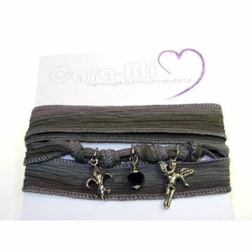 Seidenarmband "GREY"  Anhänger 925SS