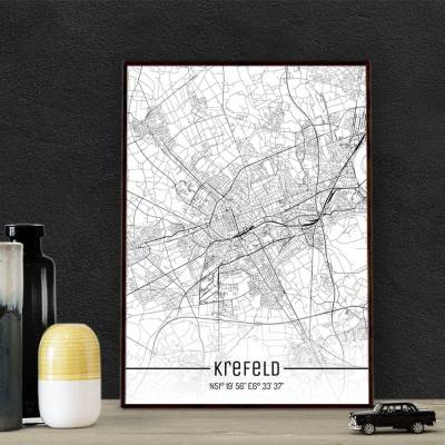 Stadtplan KREFELD - Just a Map I Digitaldruck Stadtkarte citymap City Poster Kunstdruck Stadt Karte