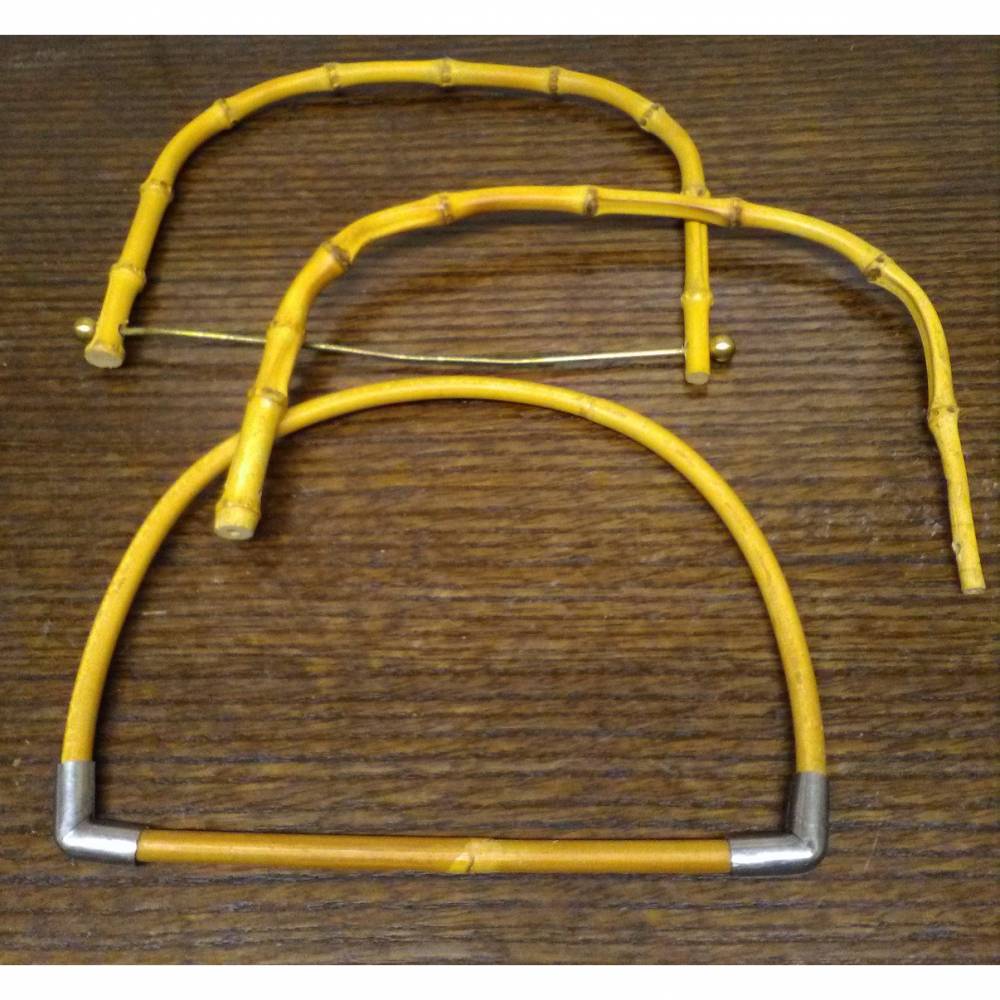 Vintage 3 alte Taschenhenkel - Griffe - Bambus