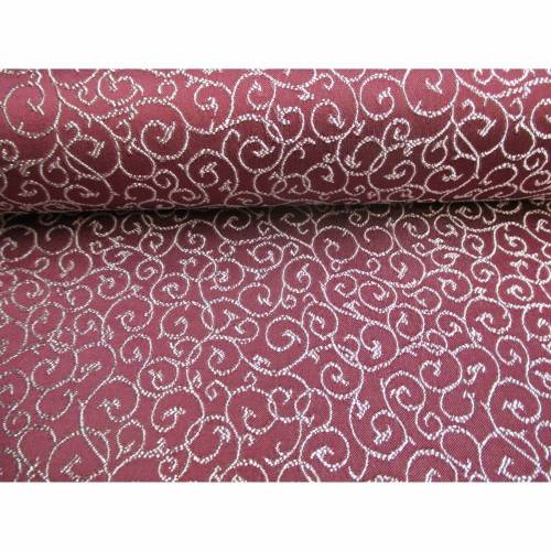 Trachtenstoff Dirndlstoff Jacquard Stoff Trachten-/ Edeldirndl Stoff Ornamente Ranken burgunder/silber Schimmer(1m/14,-€)