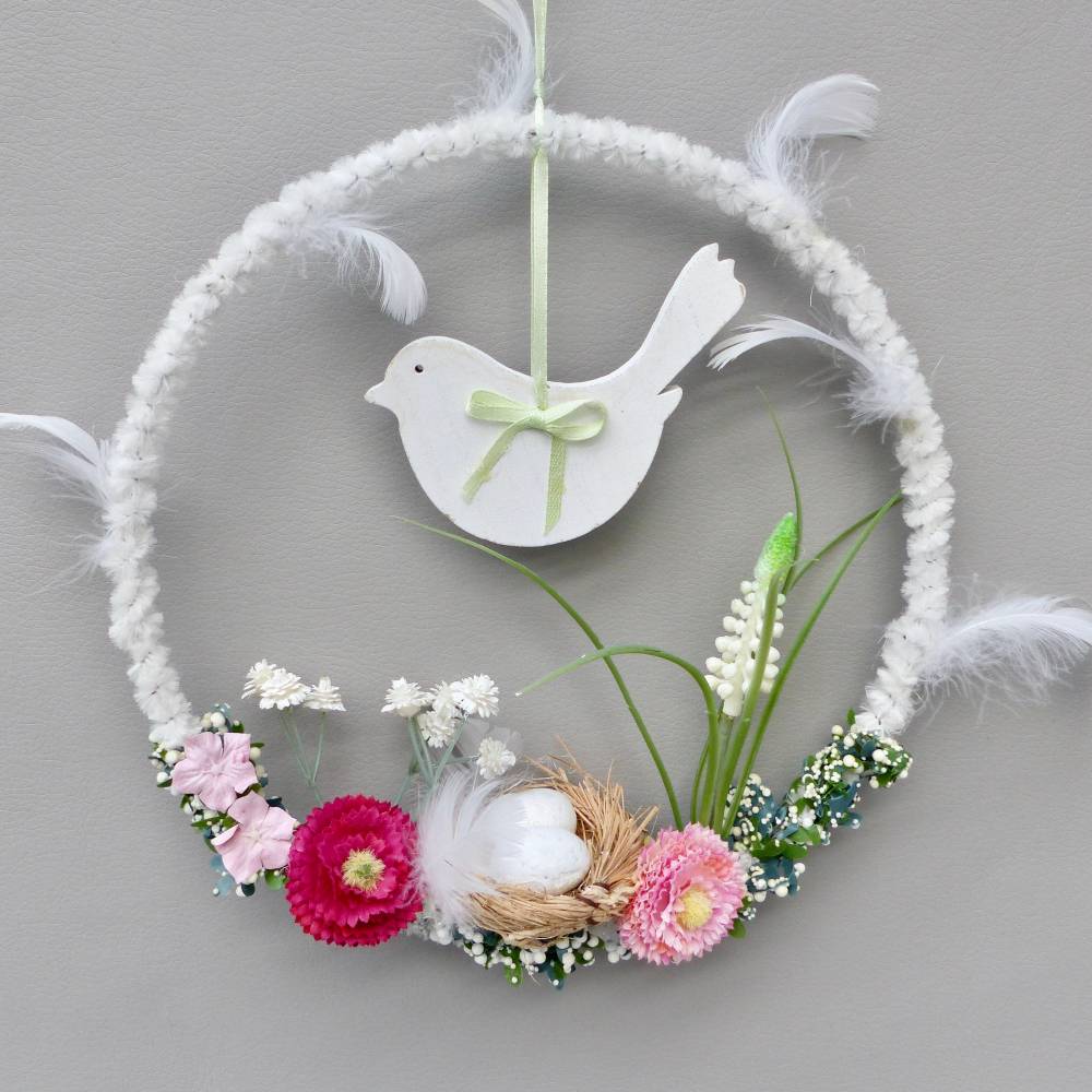 Türkranz mit Vogel-Nest, Geschenk im Frühling Bild 1