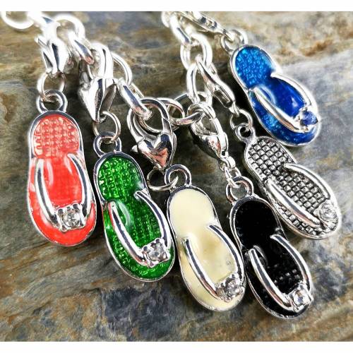 Anhänger, Charm, Schuh, Pantolffel, rot, blau, silber, weiss, Bettelarmband, Bettelkette