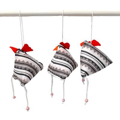 3-er Set "Verrückte Hühner", genähte Osterhühner zum Aufhängen 