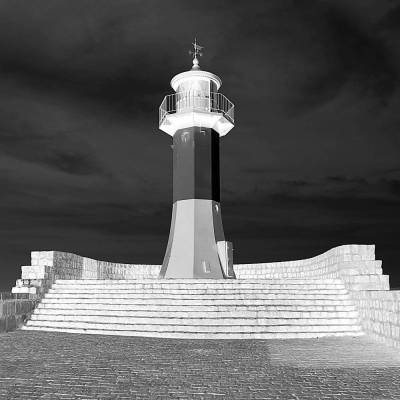 Fotografie Leuchtturm 20x20cm schwarzweiß Kunstdruck Hahnemühle FineArt Baryta 