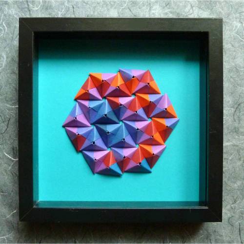 Sonobe Landschaft // 3D-Wandbild aus Origami im Objektrahmen