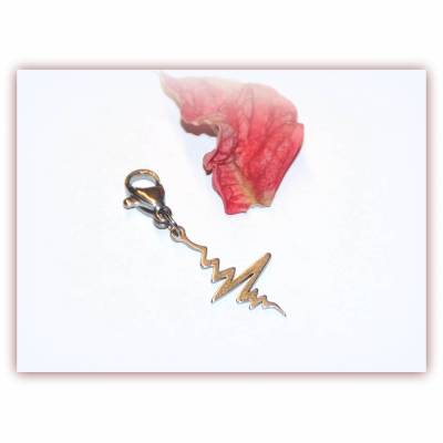 Charm Edelstahl Herzschlag, Anhänger EKG
