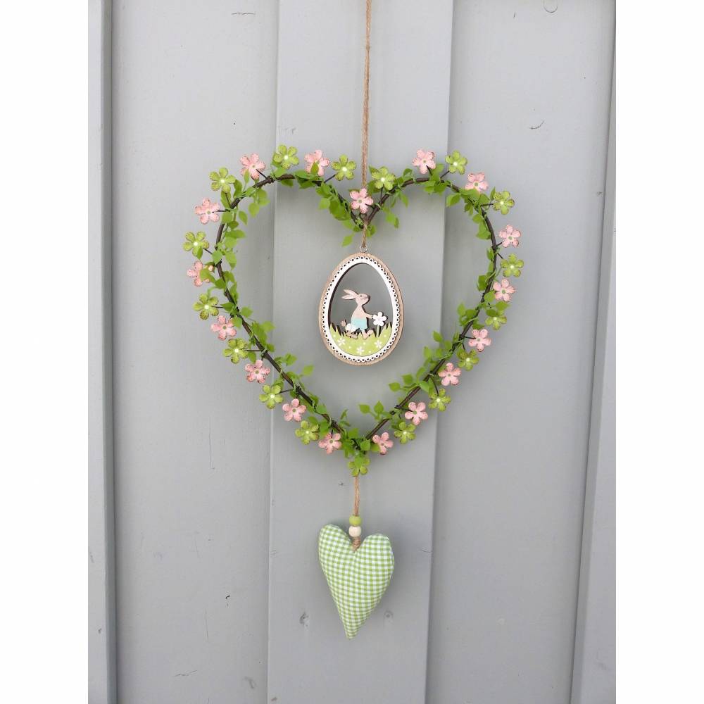 Türkranz Ostern mit Osterhase und Herz, Fensterdeko, Geschenk im Frühling Bild 1
