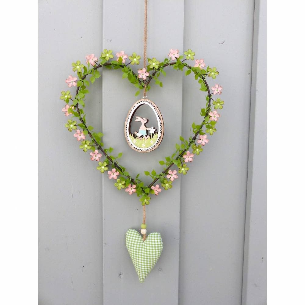 Türkranz Ostern mit Osterhase und Herz, Fensterdeko, Geschenk im Frühling Bild 2