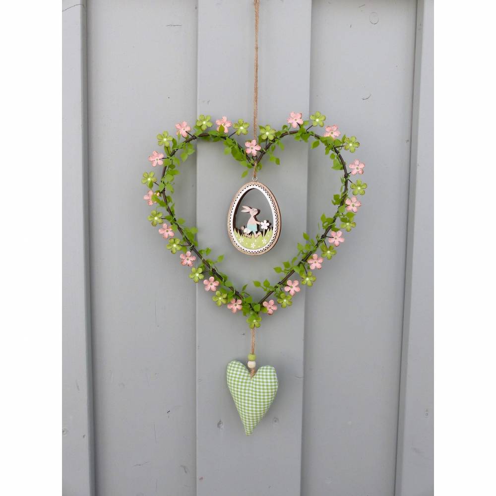 Türkranz Ostern mit Osterhase und Herz, Fensterdeko, Geschenk im Frühling Bild 3