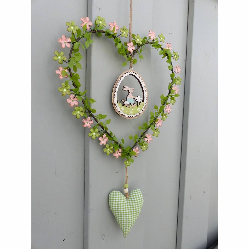 Türkranz Ostern mit Osterhase und Herz, Fensterdeko, Geschenk im Frühling Bild 4