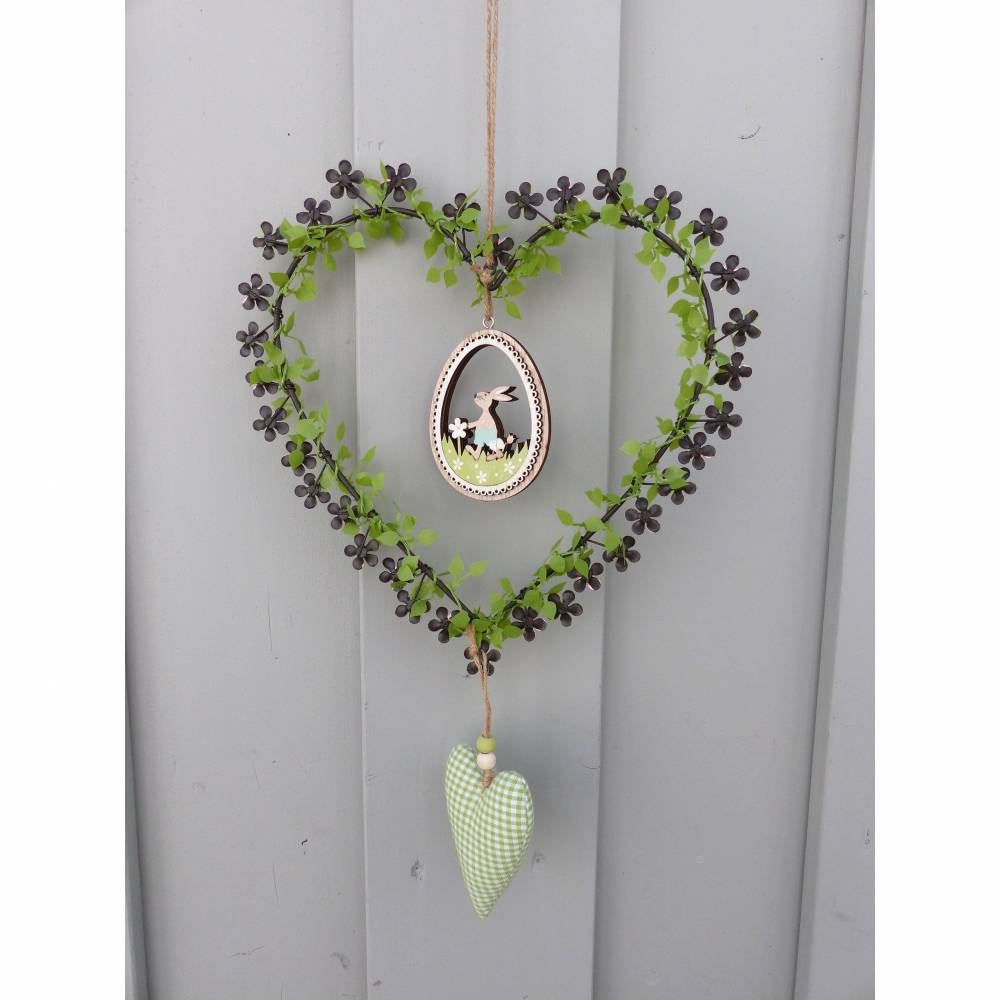 Türkranz Ostern mit Osterhase und Herz, Fensterdeko, Geschenk im Frühling Bild 5