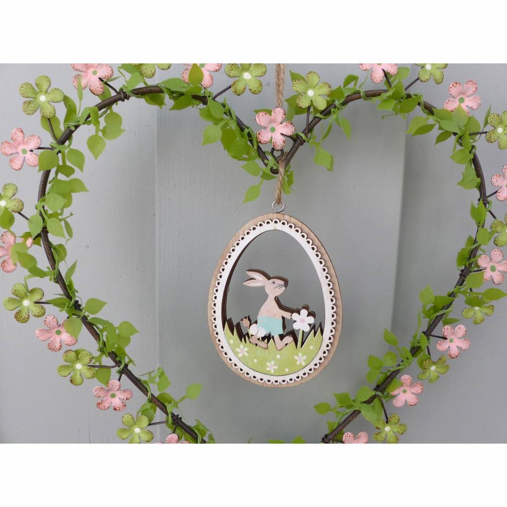 Türkranz Ostern mit Osterhase und Herz, Fensterdeko, Geschenk im Frühling Bild 6