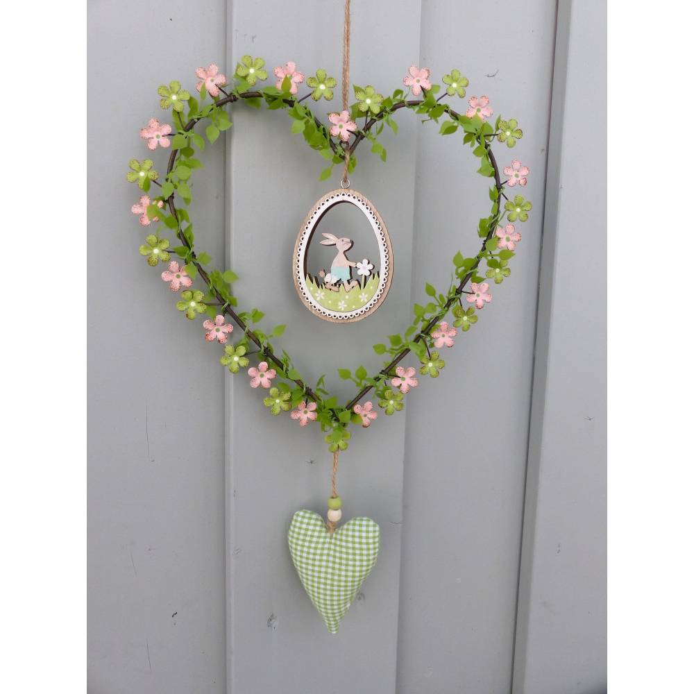 Türkranz Ostern mit Osterhase und Herz, Fensterdeko, Geschenk im Frühling Bild 8