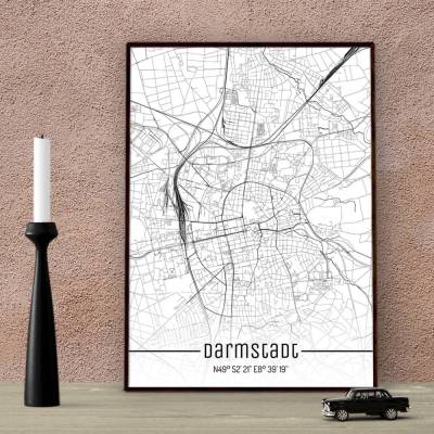 Stadtplan DARMSTADT - Just a Map I Digitaldruck Stadtkarte citymap City Poster Kunstdruck Stadt Karte