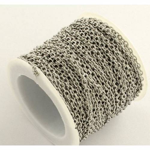 1 Packung 10 m Gliederkette, Kette, Halskette, Meterware, Edelstahl,  3x2x0.5 mm ,00811