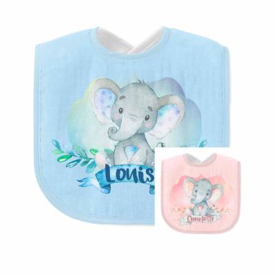 Lätzchen Elefant mit Namen für Mädchen und Jungen in rosa oder blau