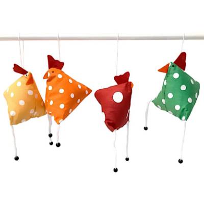 4er Set "Verrückte Hühner", genähte Osterhühner zum Aufhängen 