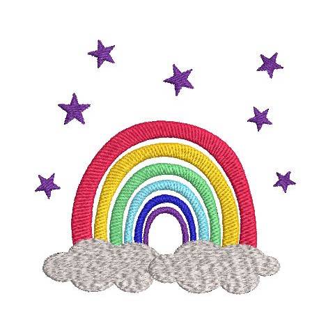 Stickdatei Regenbogen auf der Wolke Vollstick SET verschiedene Größen Bild 2