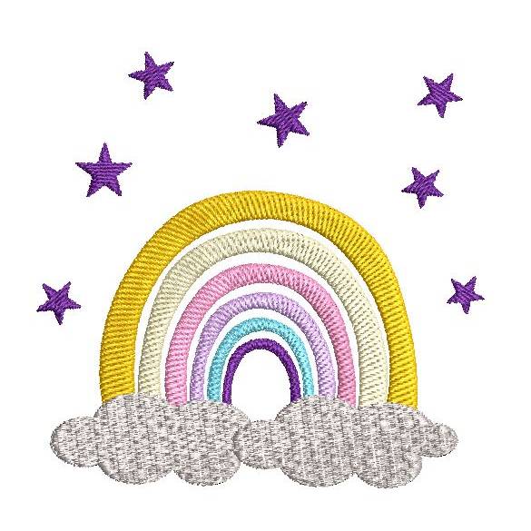Stickdatei Regenbogen auf der Wolke Vollstick SET verschiedene Größen Bild 4