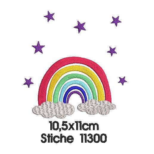 Stickdatei Regenbogen auf der Wolke Vollstick SET verschiedene Größen Bild 8