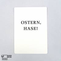 Osterkarte, Ostern Hase, schwarze Prägung, handgefertigt, Postkarte