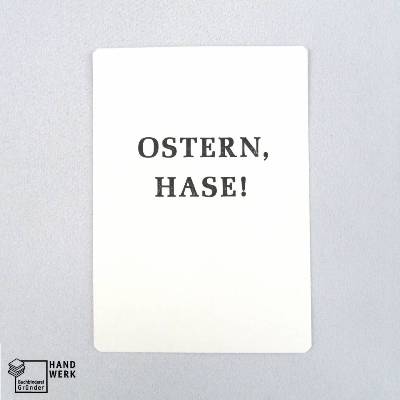 Osterkarte, Ostern Hase, schwarze Prägung, handgefertigt, Postkarte