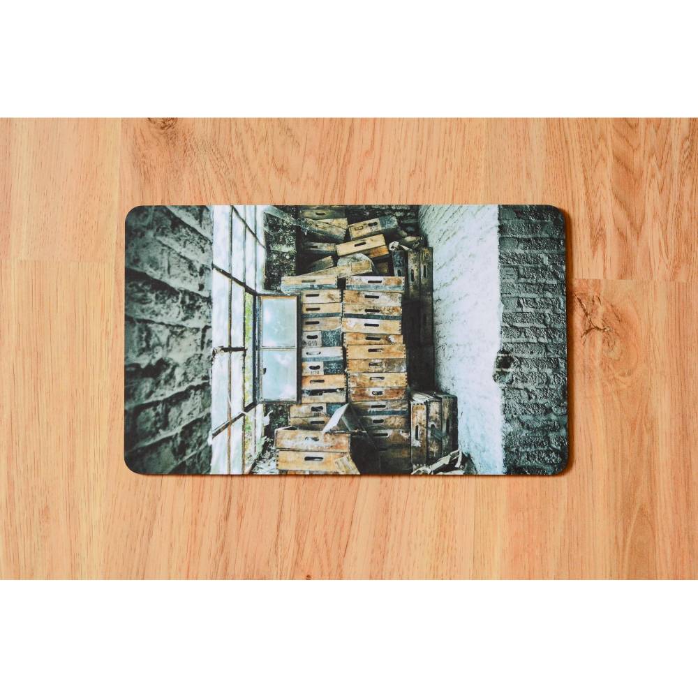 Frühstücksbrettchen alte Fabrik Brettchen aus Melamin, spülmaschinenfest, Schneidebrett 14 x 23 cm