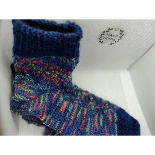 Gestrickte Kuschelsocken, blau, Gr.38/39