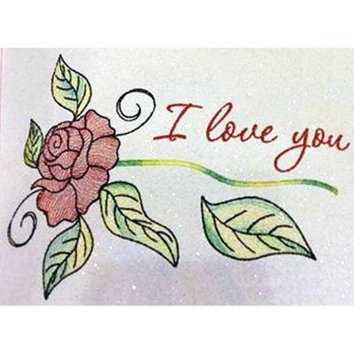 * Rose  -  I love you *  Stickdatei für Hochzeit, Geburtstag, Valentinstag