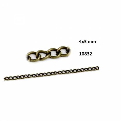 Gliederkette, Kette, Schmuckkette,  Meterwareje Pack, bronzefarben ,10 Meter 4x3 mm