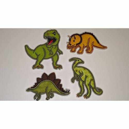 Dino -Set Bügelbild Applikation Aufnäher für Schultüte Zuckertüte Einschulung T-Rex Triceratops Stegosaurus Parasaurolophus 