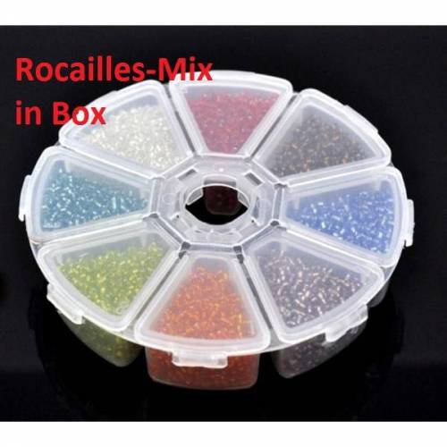 Rocailles-Mix in Box, Perlen, Glasperlen, bunt, Schmuckperlen