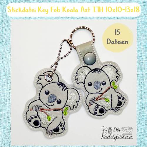 Digitale Stickdatei "Key Fob Koala Ast ITH" für den 10x10-13x18cm (4x4-5x7") Stickrahmen