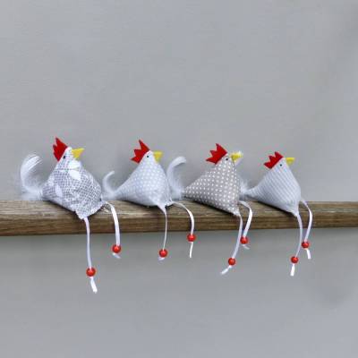 Hühner, Osterdeko, 4 St. Stoffhühner