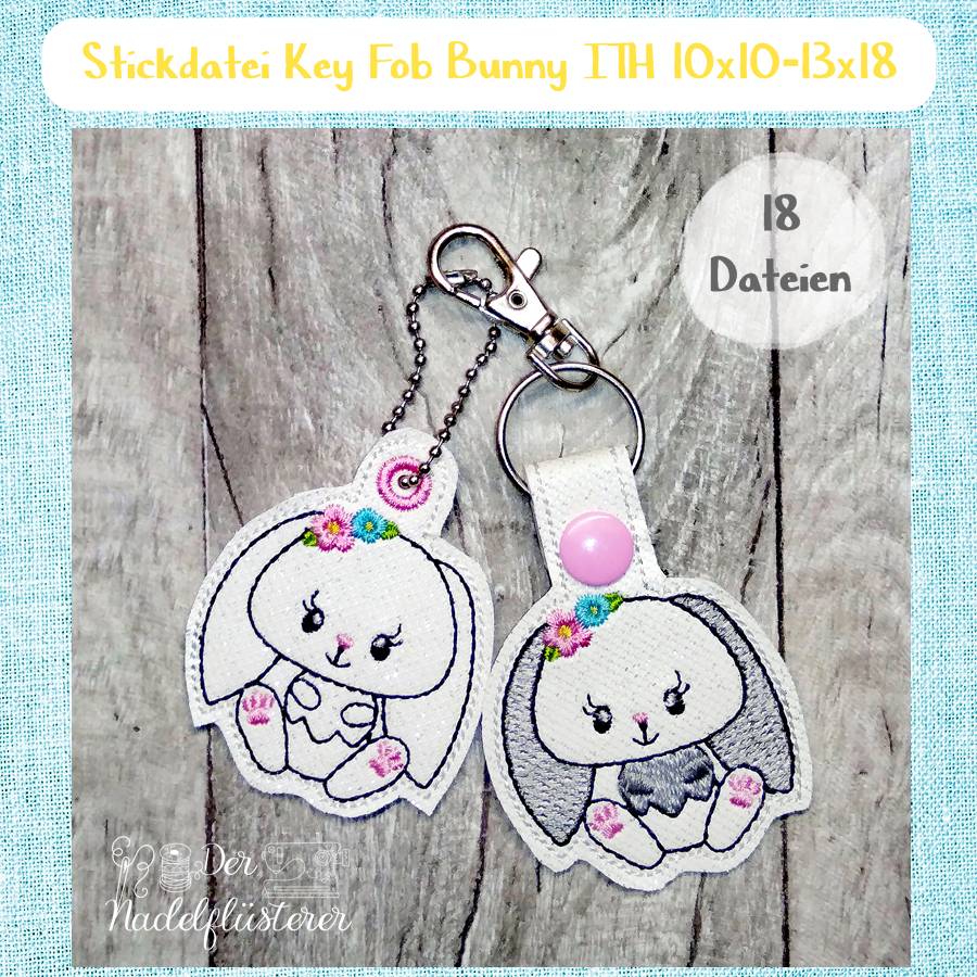 Digitale Stickdatei "Key Fob Bunny ITH" für den 10x10-13x18cm (4x4-5x7") Stickrahmen Bild 1