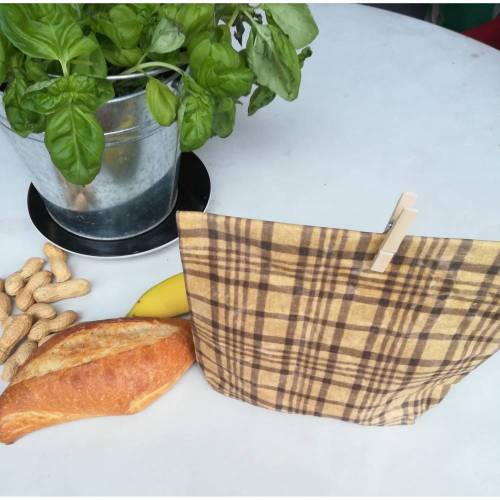 Bienenwachsbeutel/Brotzeittüte Lunchbag-kariert