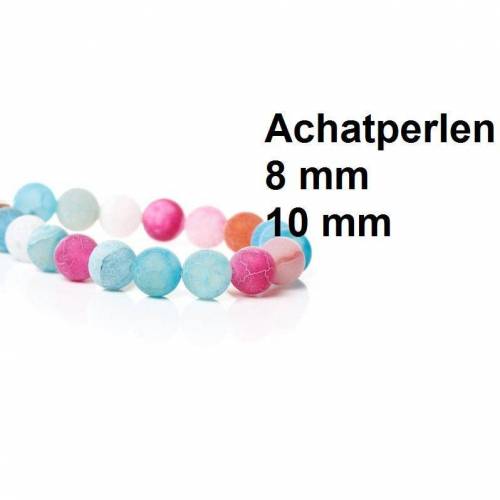 Achatperlen, Perlen, bunt, 8mm, 10 mm, Schmuckperlen, Achat