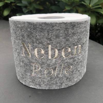 Klopapierhut bestickt NEBENROLLE / Wollfilz Farbwahl / Klorollenumrandung / Klopapiermanschette 