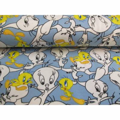 Jersey Baumwolljersey Tweety   Looney Tunes hellblau Oeko-Tex Standard 100 (1m/17,50€)