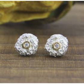Ohrstecker Silber 925/-mit Brillant, Knitterkugel